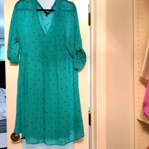 Teal shirt dress with heart print